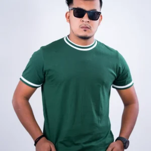 Men’s Premium Striped T-Shirt – Green Images