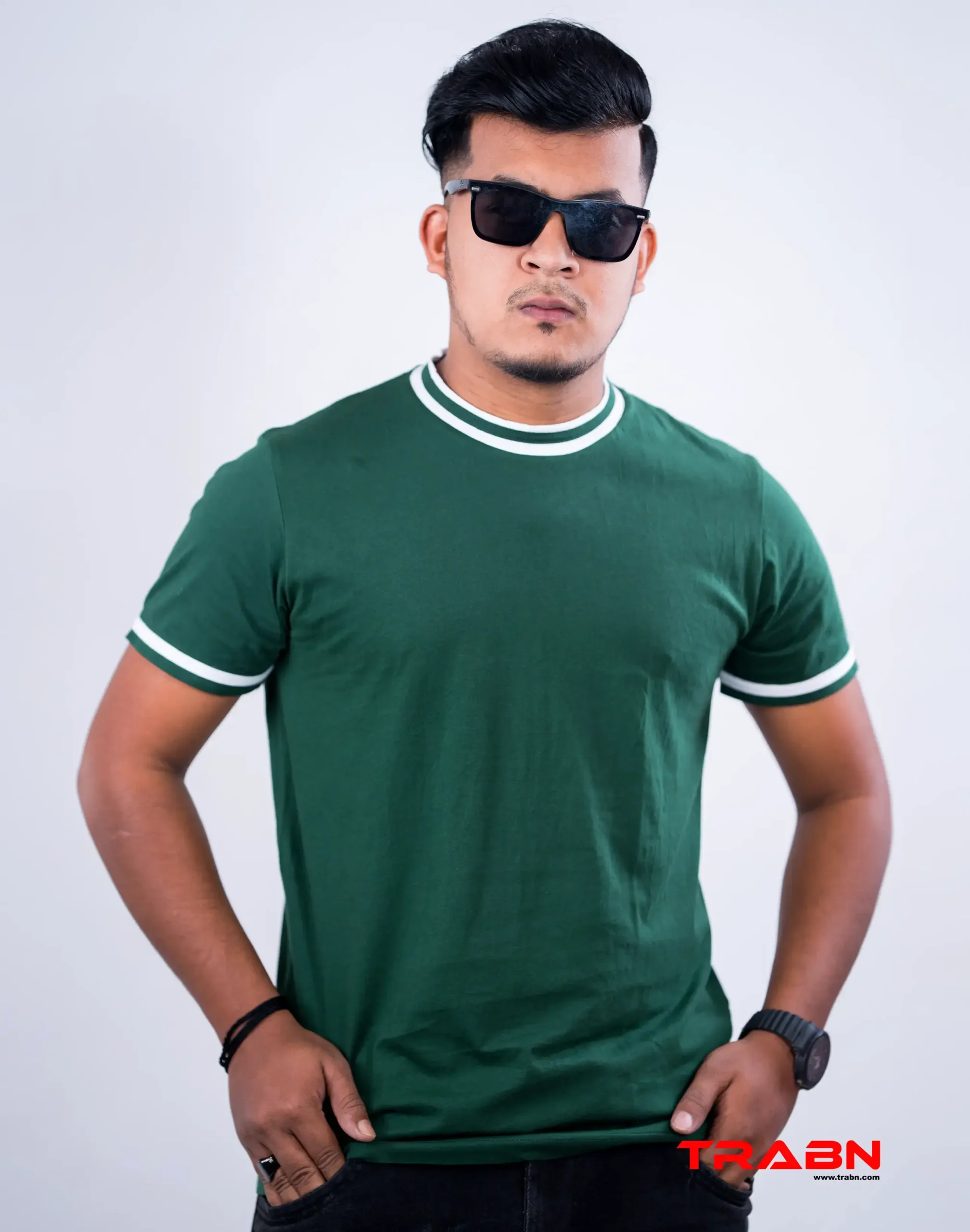 Men’s Premium Striped T-Shirt – Green Images