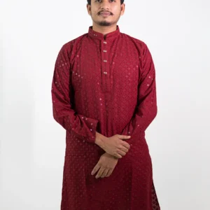 Premium Indian sequence Panjabi Red