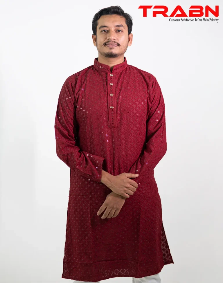 Premium Indian sequence Panjabi-Red