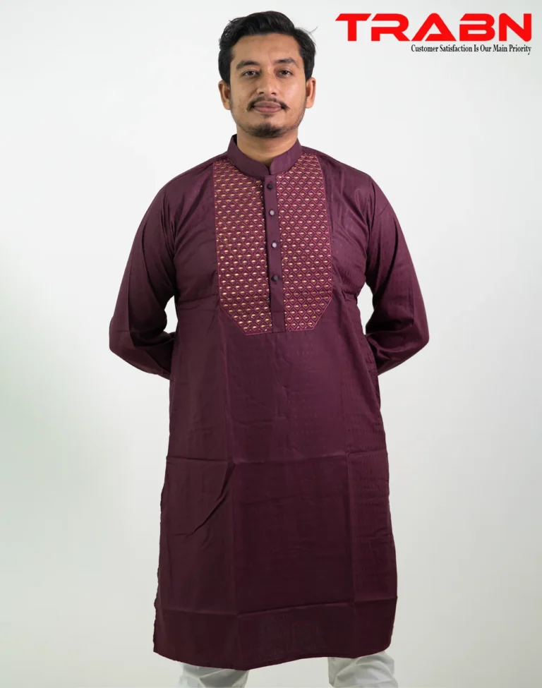 Premium Embroidery Panjabi-Maroon