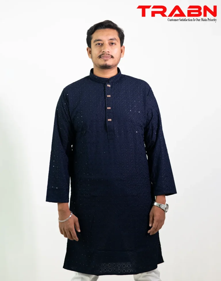 Premium Indian sequence Panjabi-Navy Blue