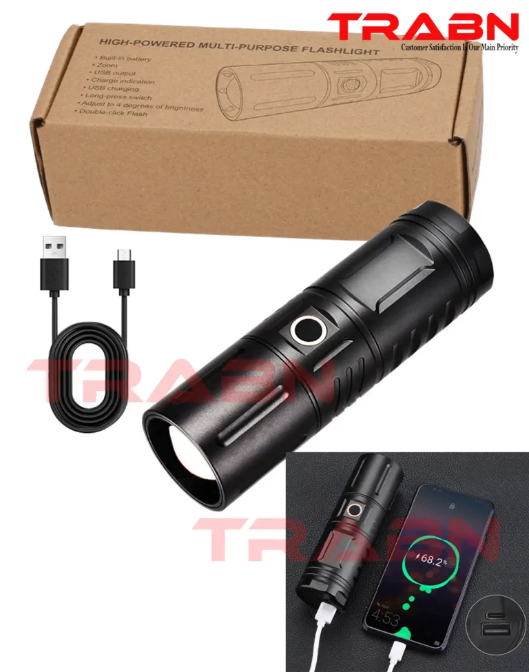 Rechargeable Led Torch Light, Waterproof Strong Led Zoom Flashlight With Power Bank